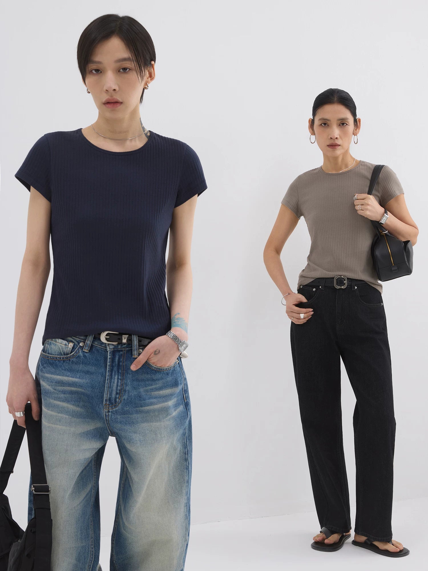 Sameuoo Front Shoulder Slim Fit Small Neckline Sports Tee