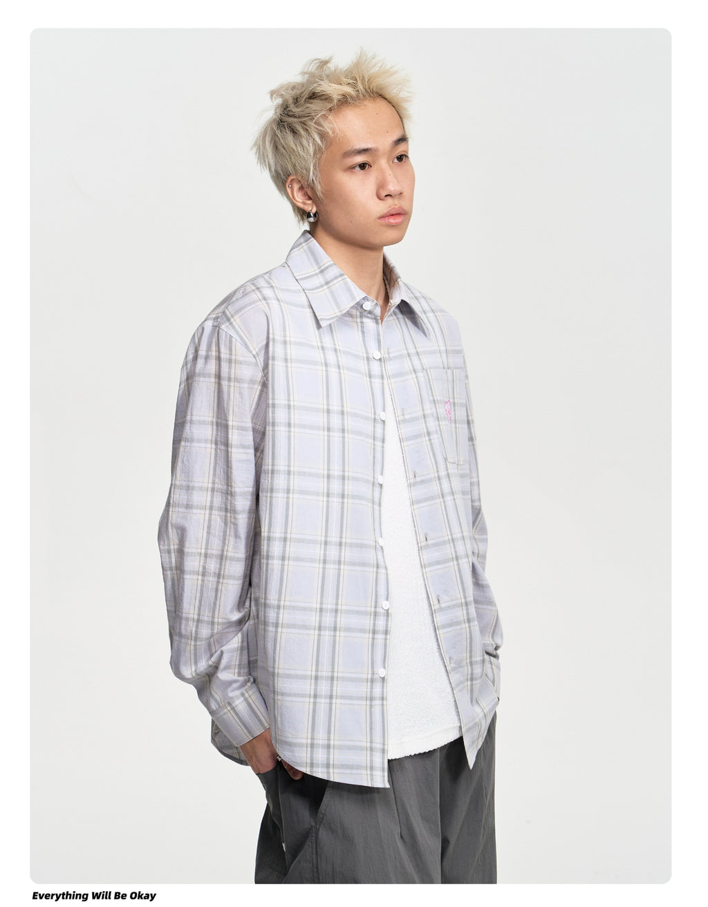 NICEBAD Contrasting Plaid Light Long-sleeved Shirt