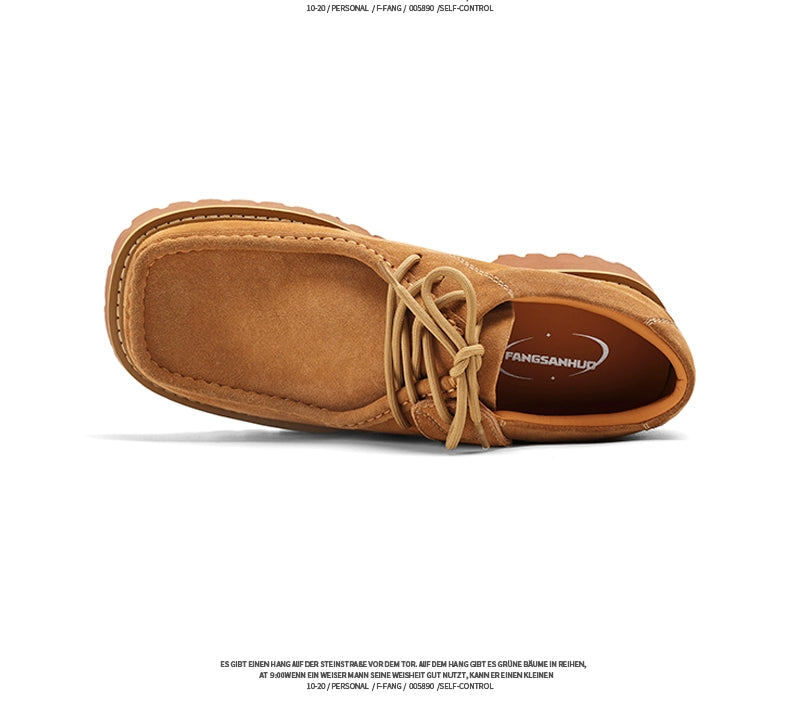 FANGSANHUO Vintage Square-toe Casual Derby Shoes
