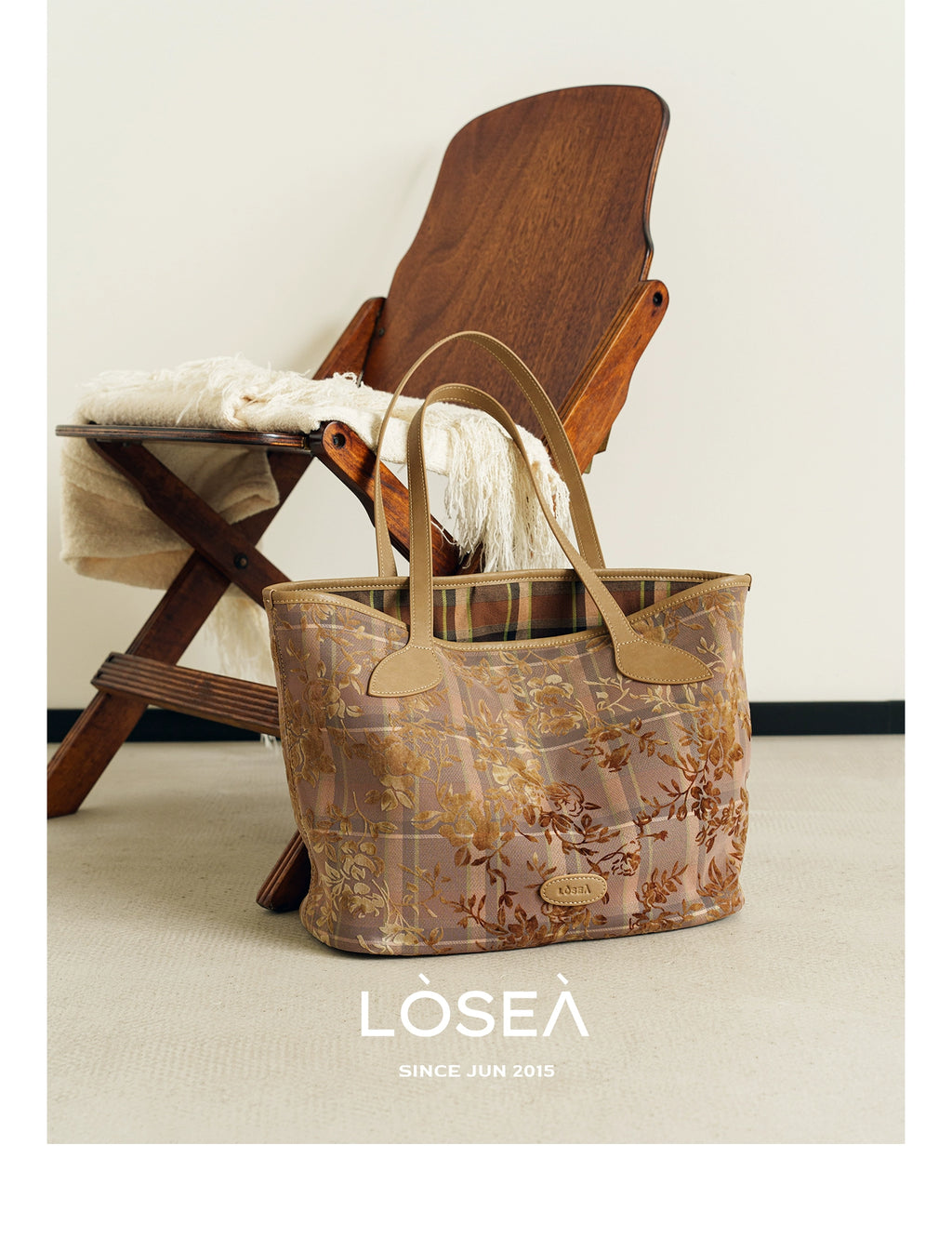 LOSEA Lu Xi All Things Grow Tie-dye flocking large-capacity tote bag