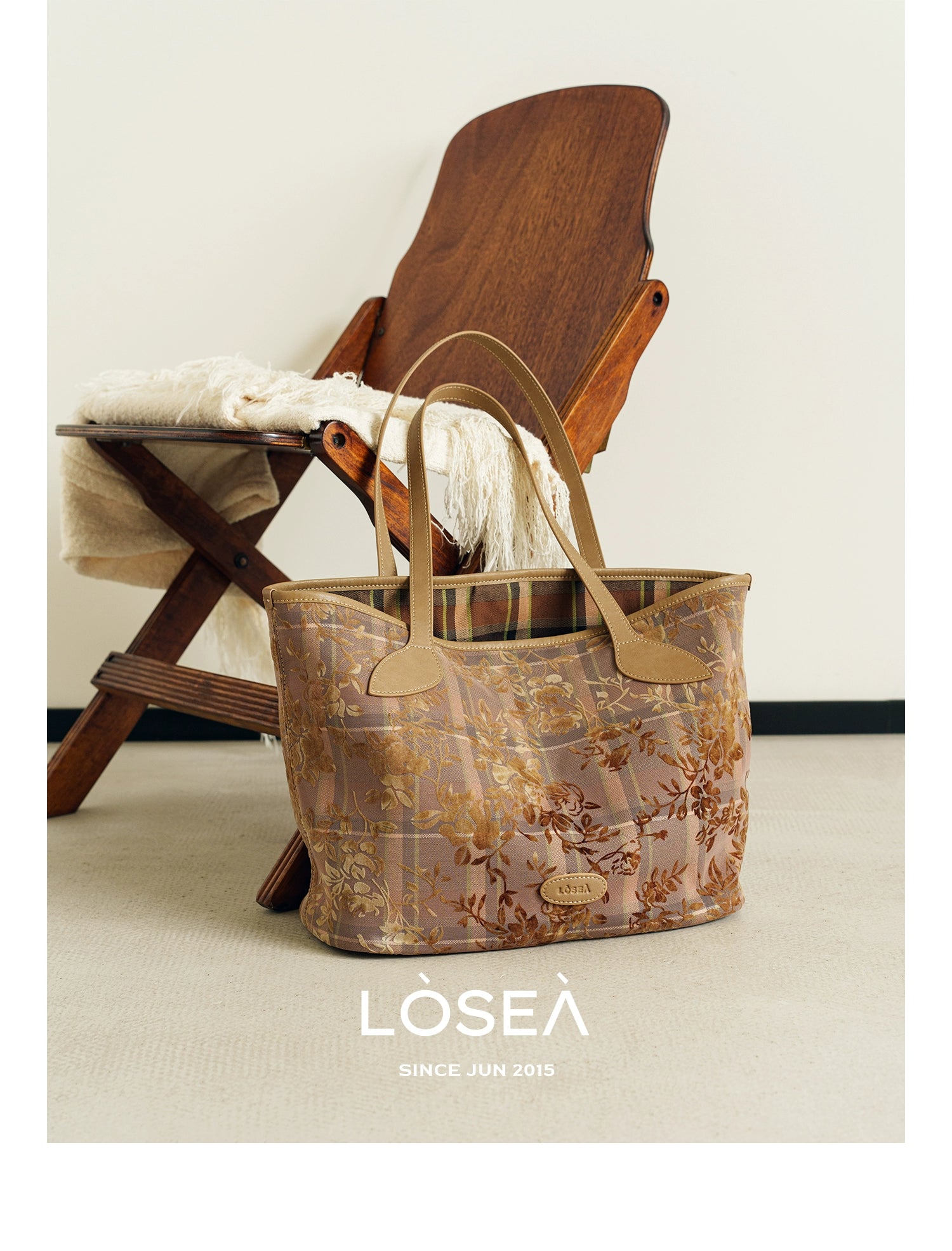 LOSEA Lu Xi All Things Grow Tie-dye flocking large-capacity tote bag