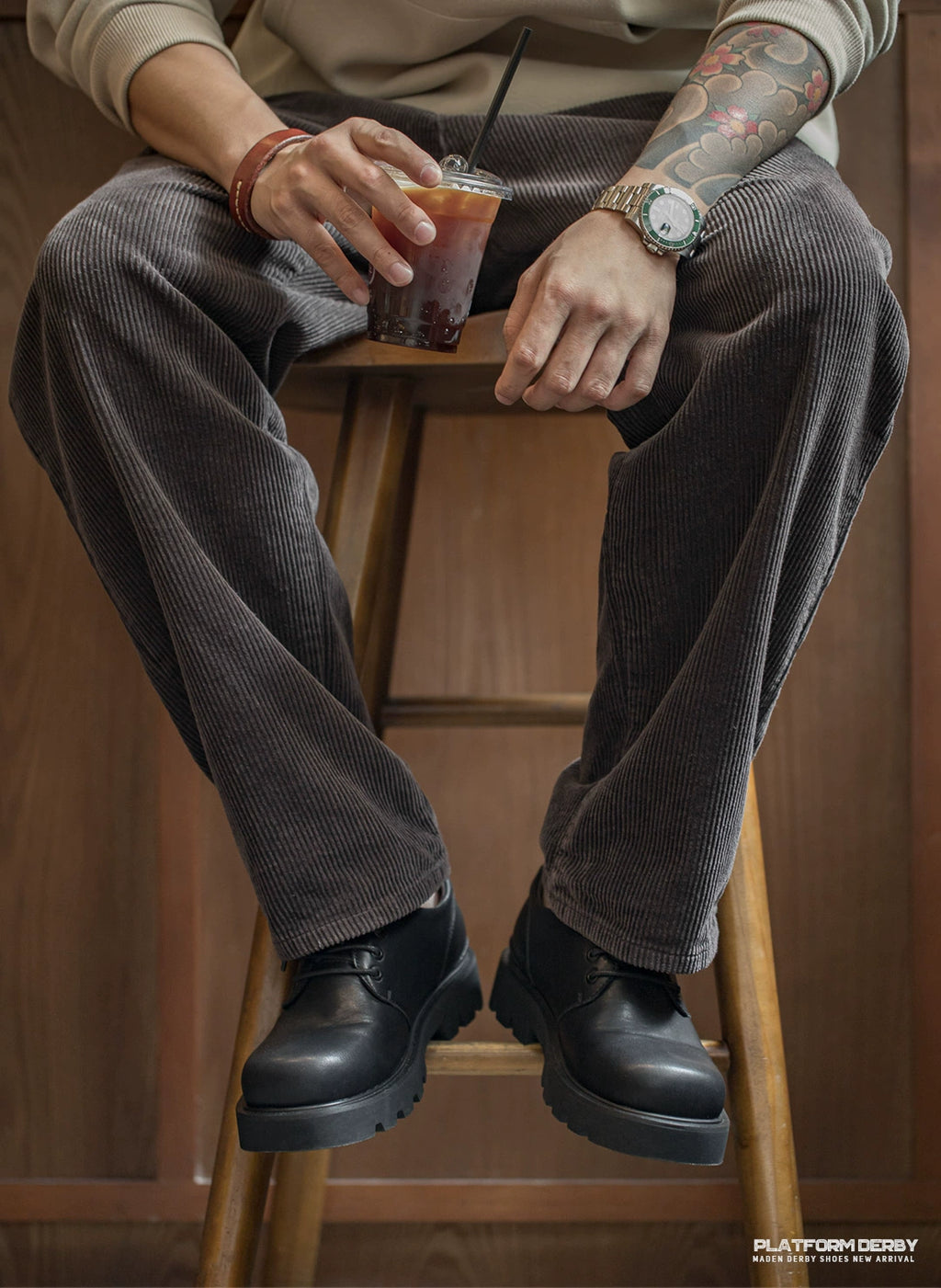 Maden Thick-soled Heightened Casual Leather Shoes