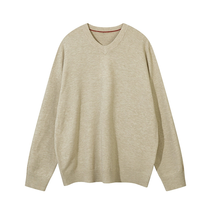 MADWITCH Vintage Simple V-Neck Knitted Bottom Sweater