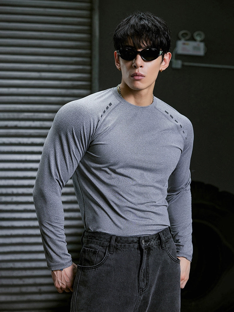 MuscleDog Reflective Print Breathable Long Sleeve