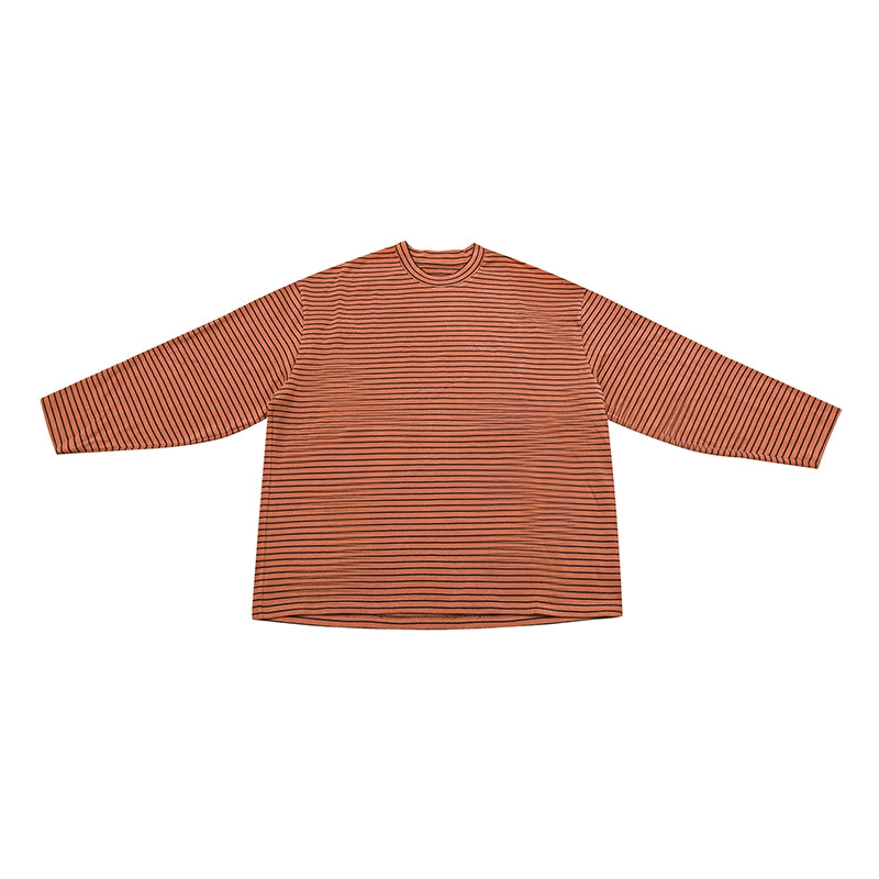 NOEARS Loose Crew Neck Striped Long Sleeve