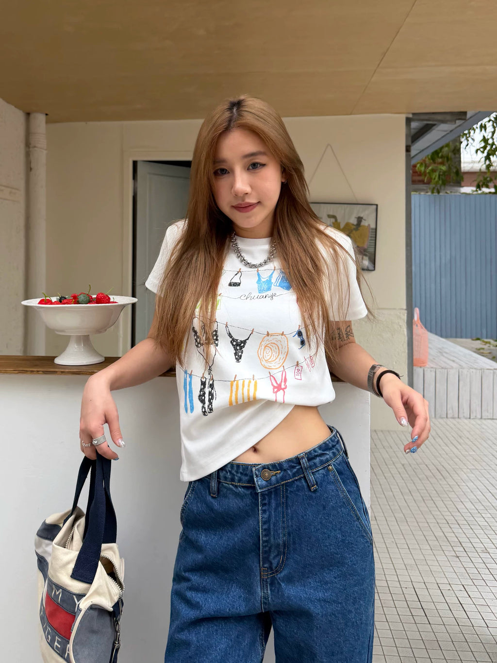 CCYE Graffiti Print Front Shoulder Tee