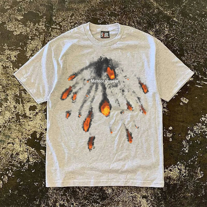 UPUPXIA Simple Printing Oversize Casual Tee