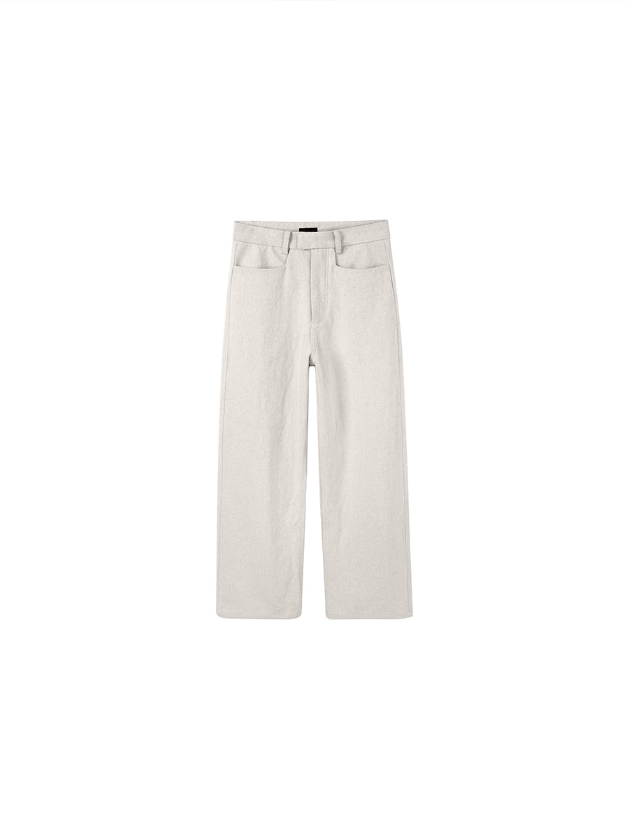 PLUS NO LOGO Linen Pants Loose Straight Trousers