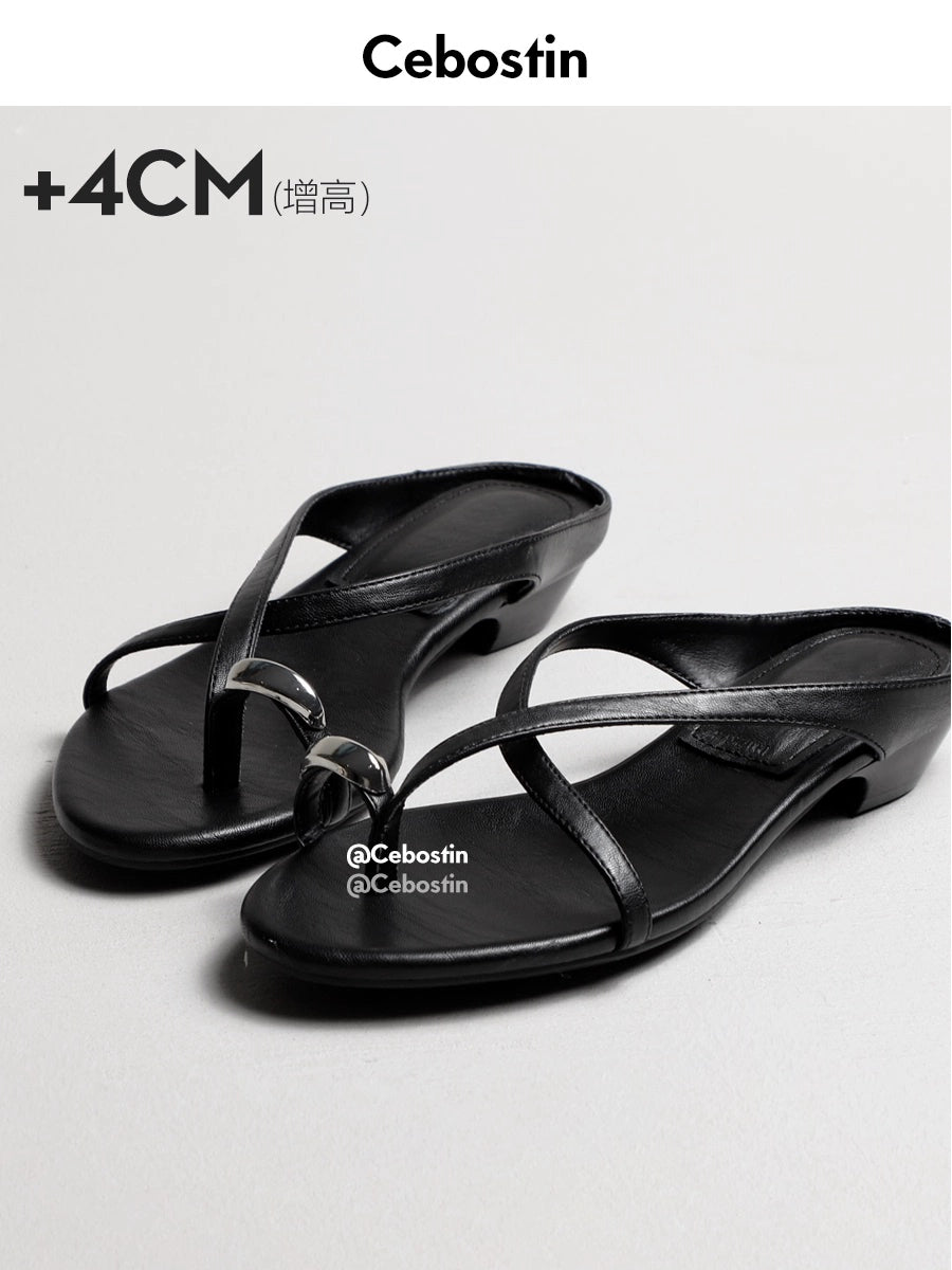 Cebostin Metal Buckle Toe Versatile Sandals