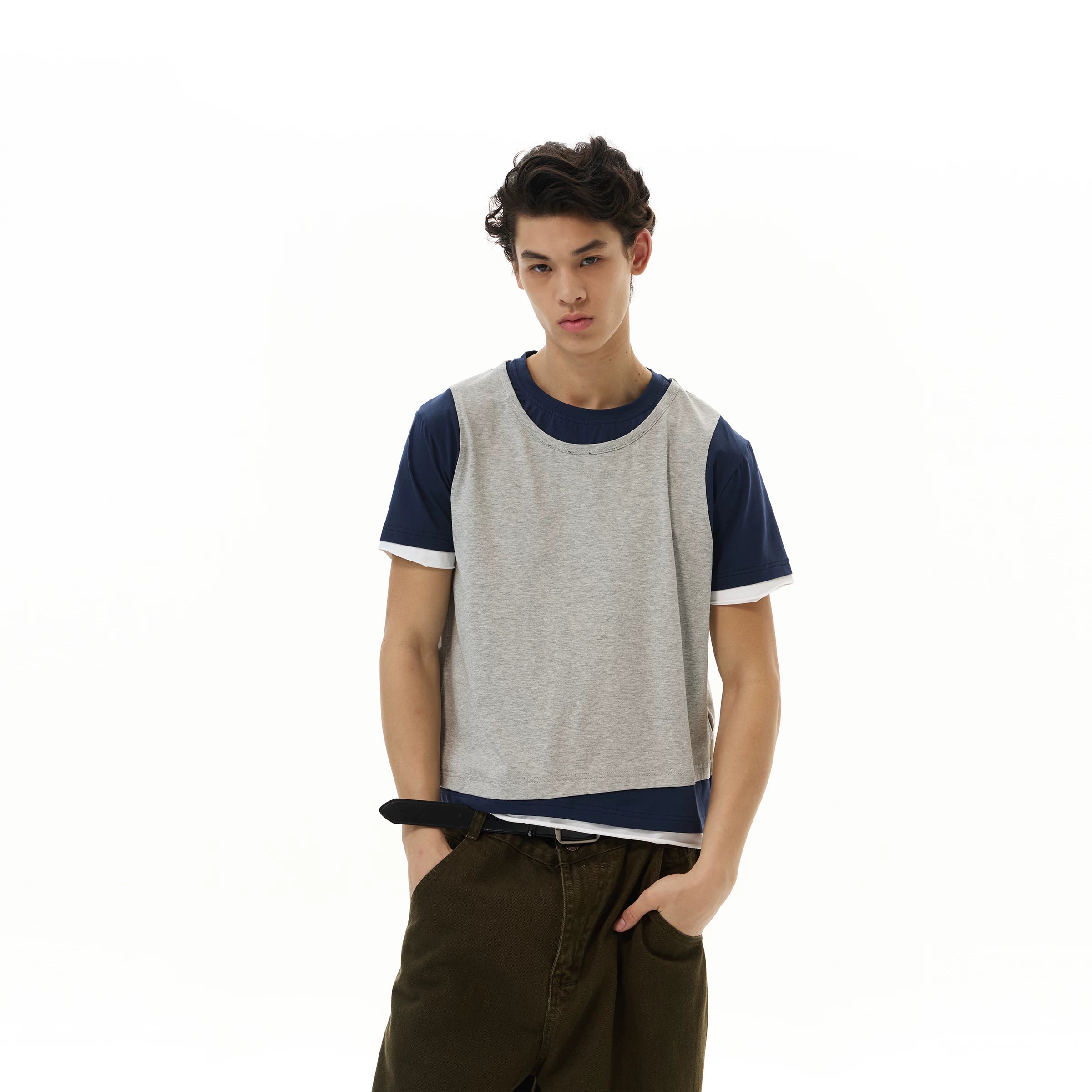 WLNEXT Retro Sports Fake Two Casual Tee