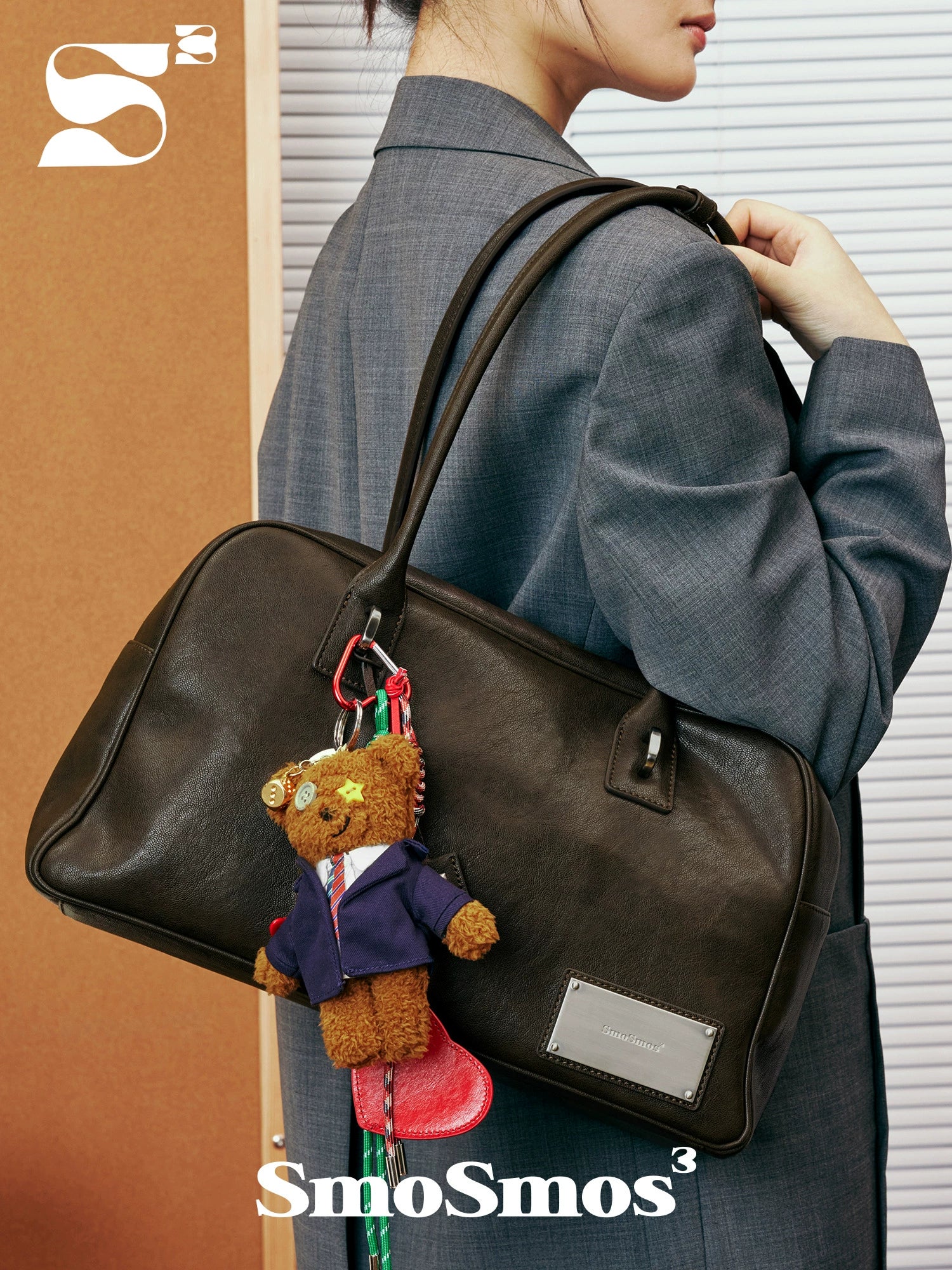 SmoSmos Cowhide Shoulder Laptop Commuter Tote Bag