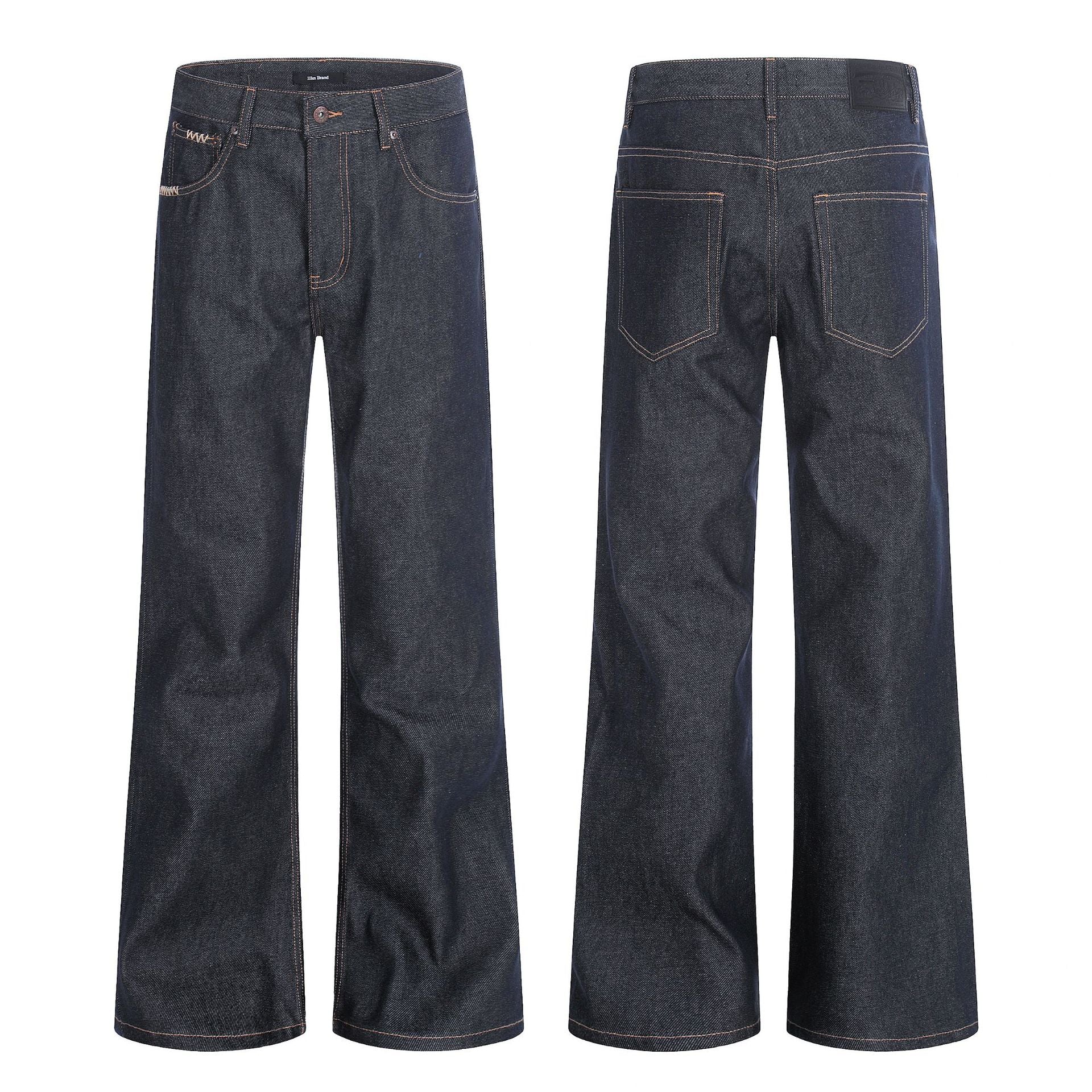 11KN retro washed slim-fitting casual jeans