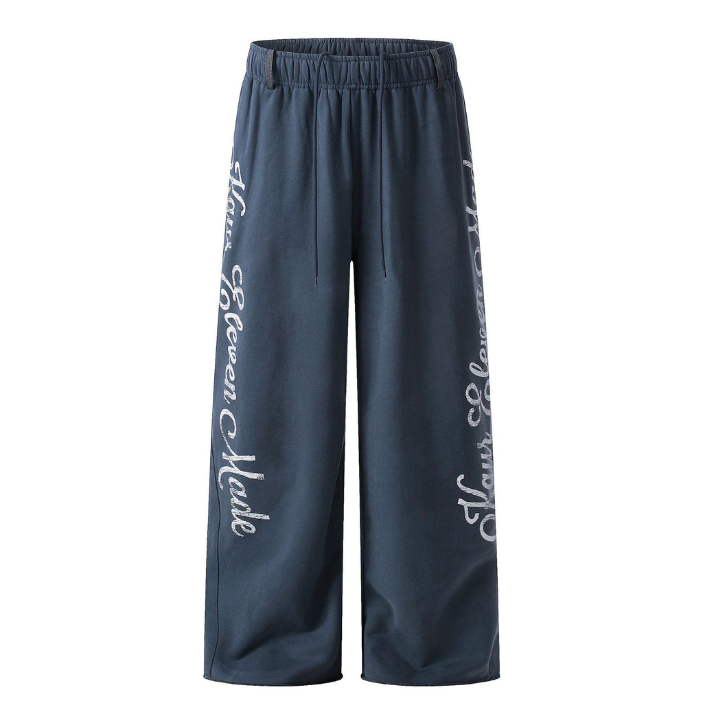 11KN Retro Hip-hop Alphabet Print Drawstring Slacks