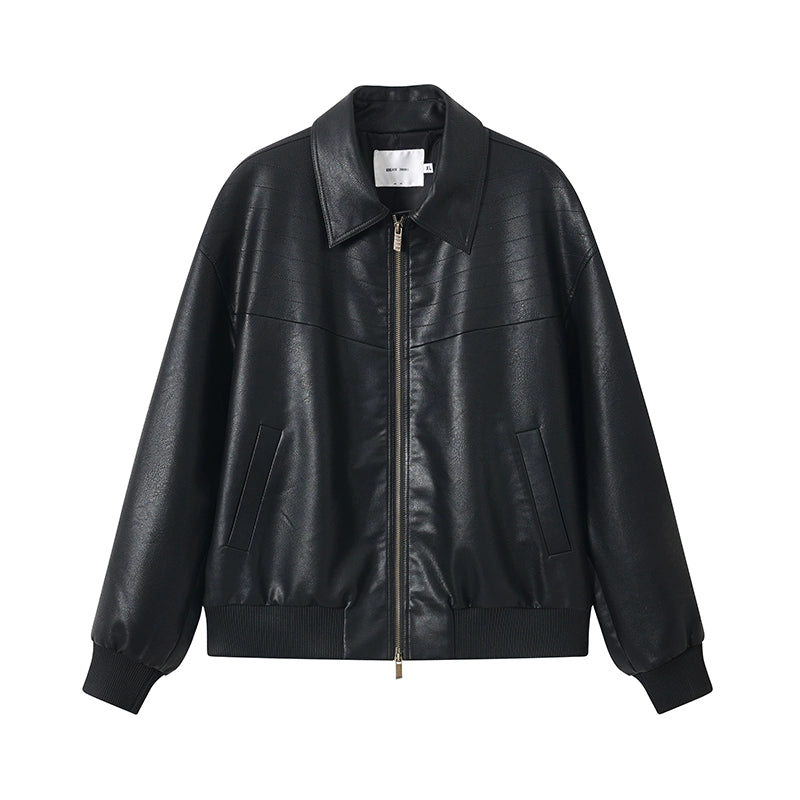 KREATE Vintage Matte Textured Split Shoulder Pu Leather Jacket