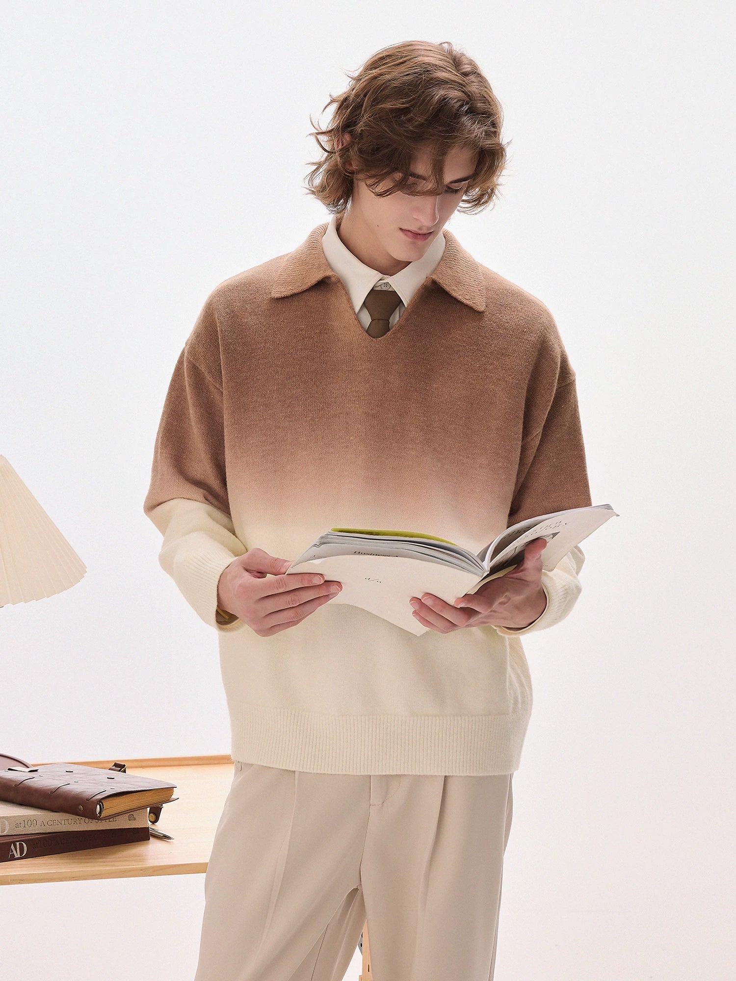 CHOR V Neck Lazy Style Casual Knitted Sweater