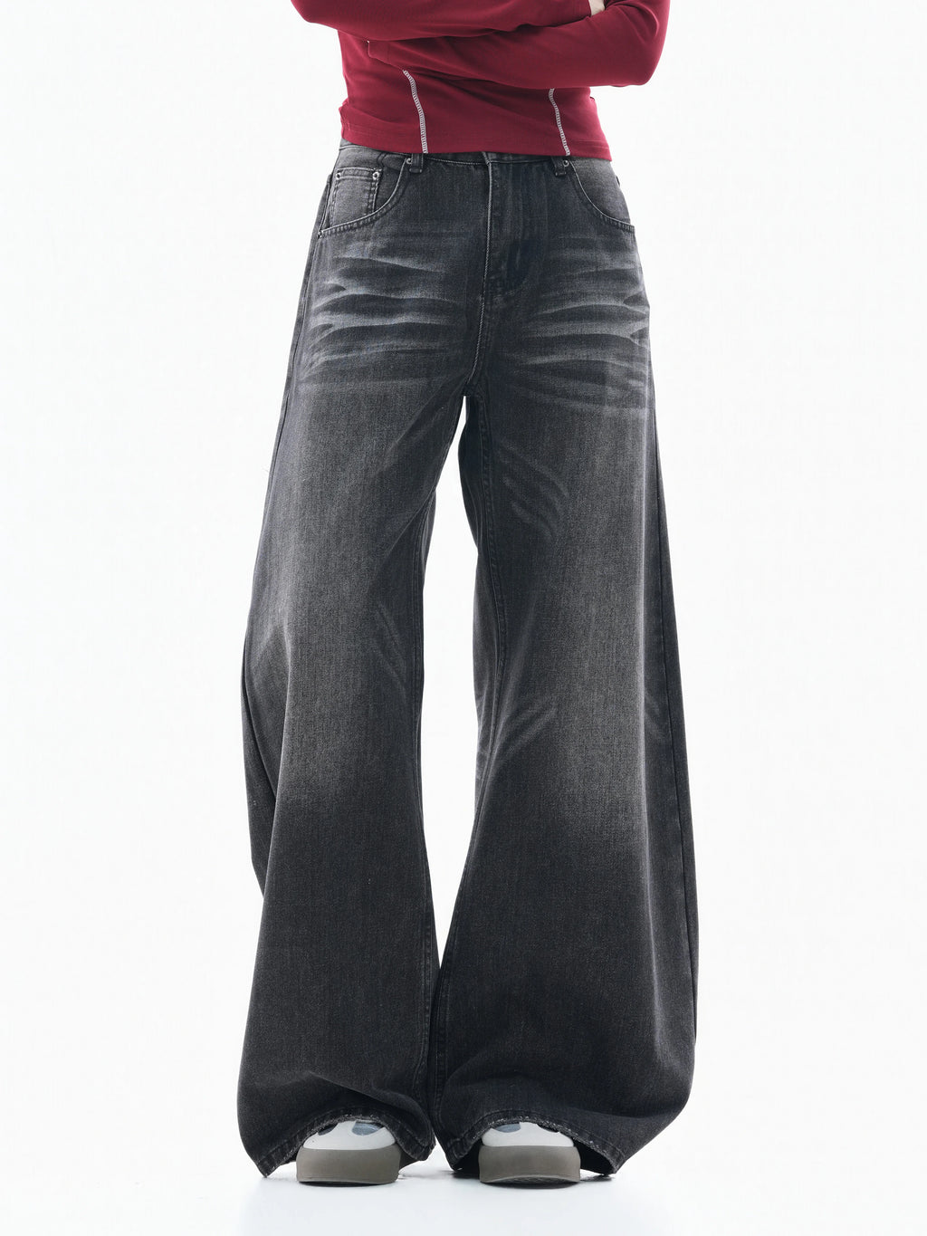 Zuocisankon Retro Cat Whisker Straight Jeans