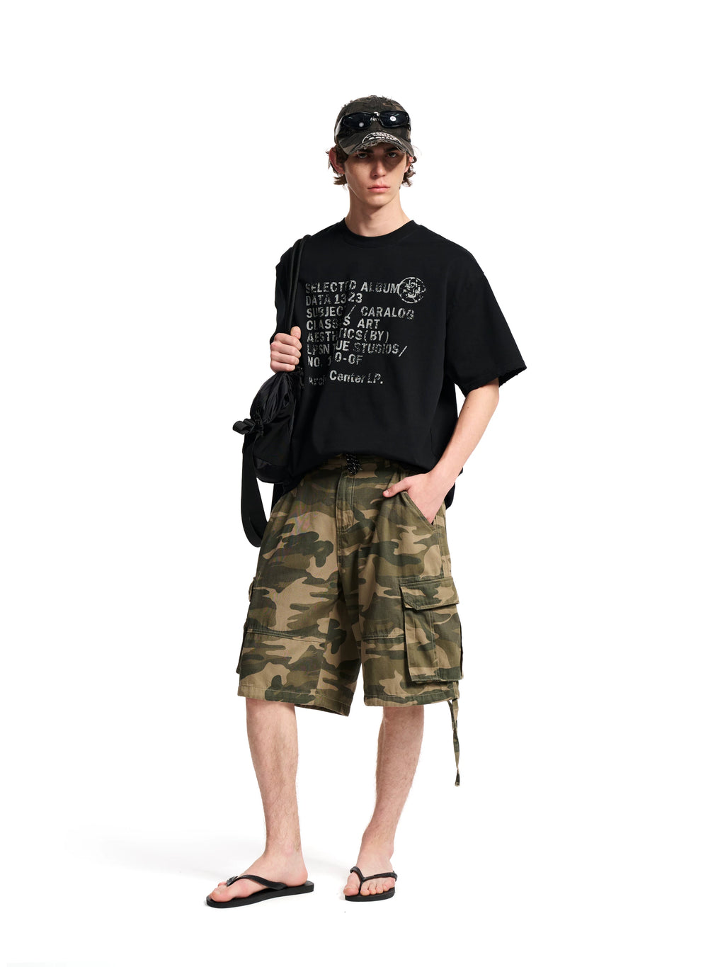 Loopsoon Chest Old Damaged Printed Casual Versatile Tee