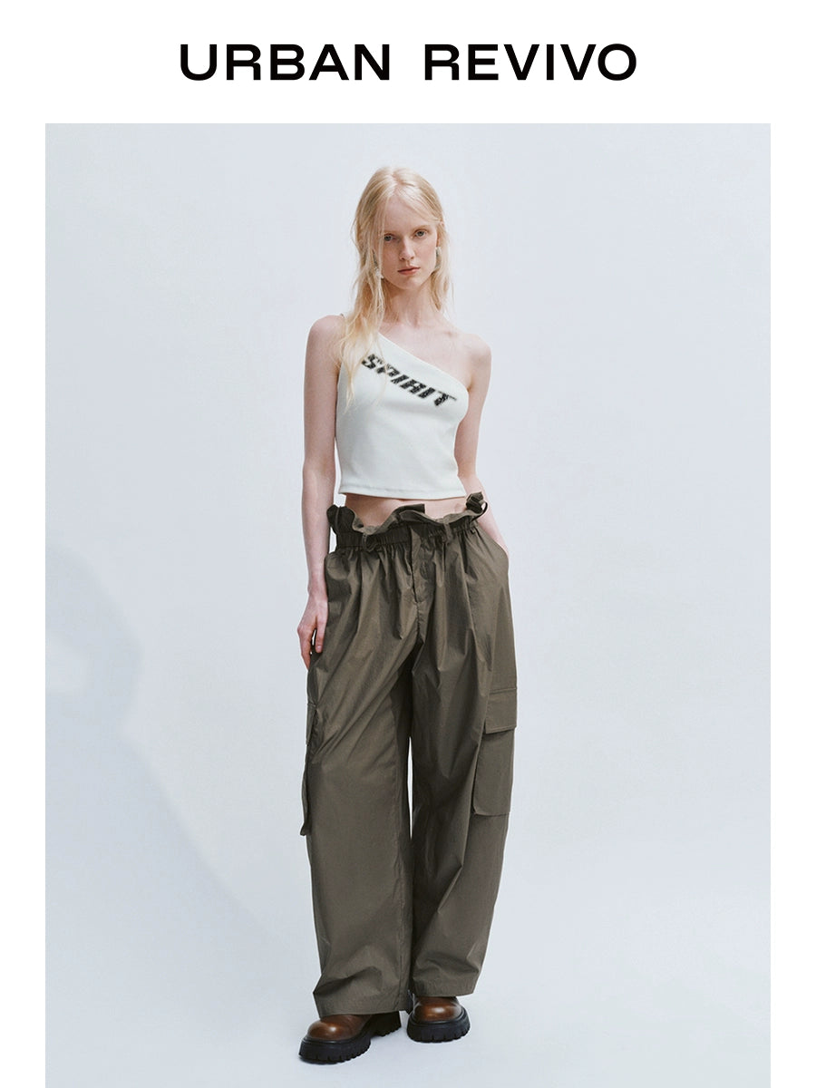 URBAN REVIVO Contrast Color Pattern Outdoor Wear Slash Shoulder Collar Vest