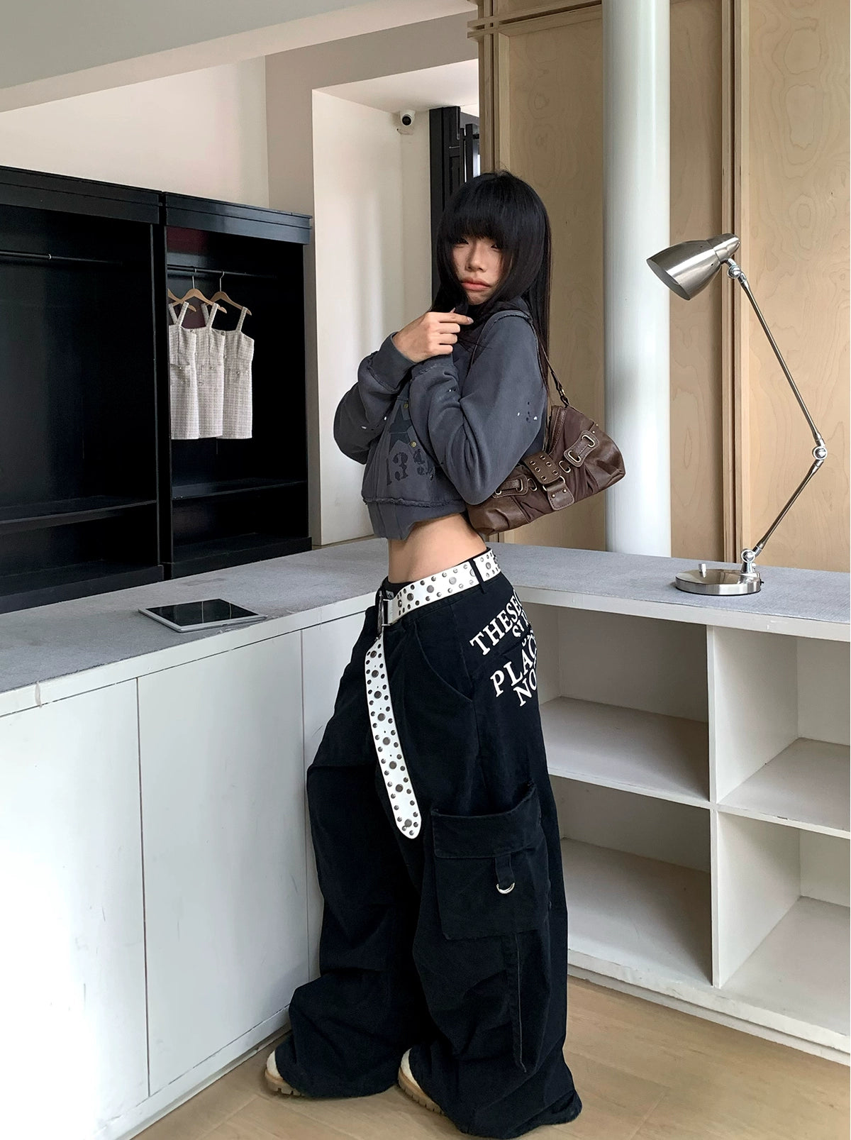 EAHO Retro Rivet Splash Cardigan Sweater