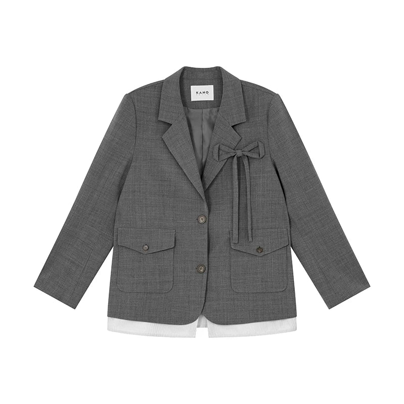 KANO Bow Blazer Skirt Suit