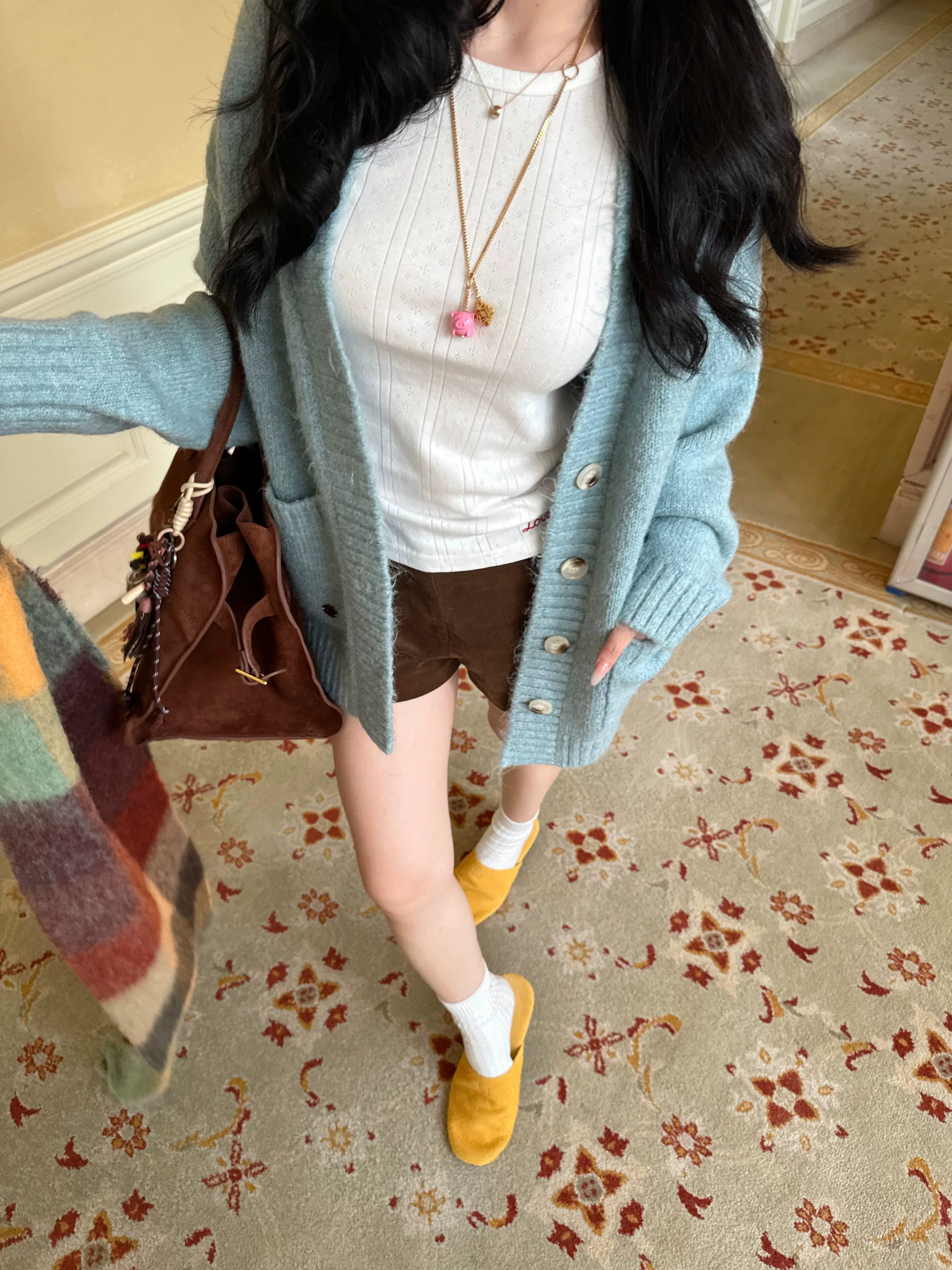 Popchee Embroidery Jacquard Loose Long Sleeves