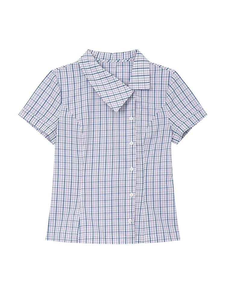 KANO Large Neck Diagonal Plaid Shirt
