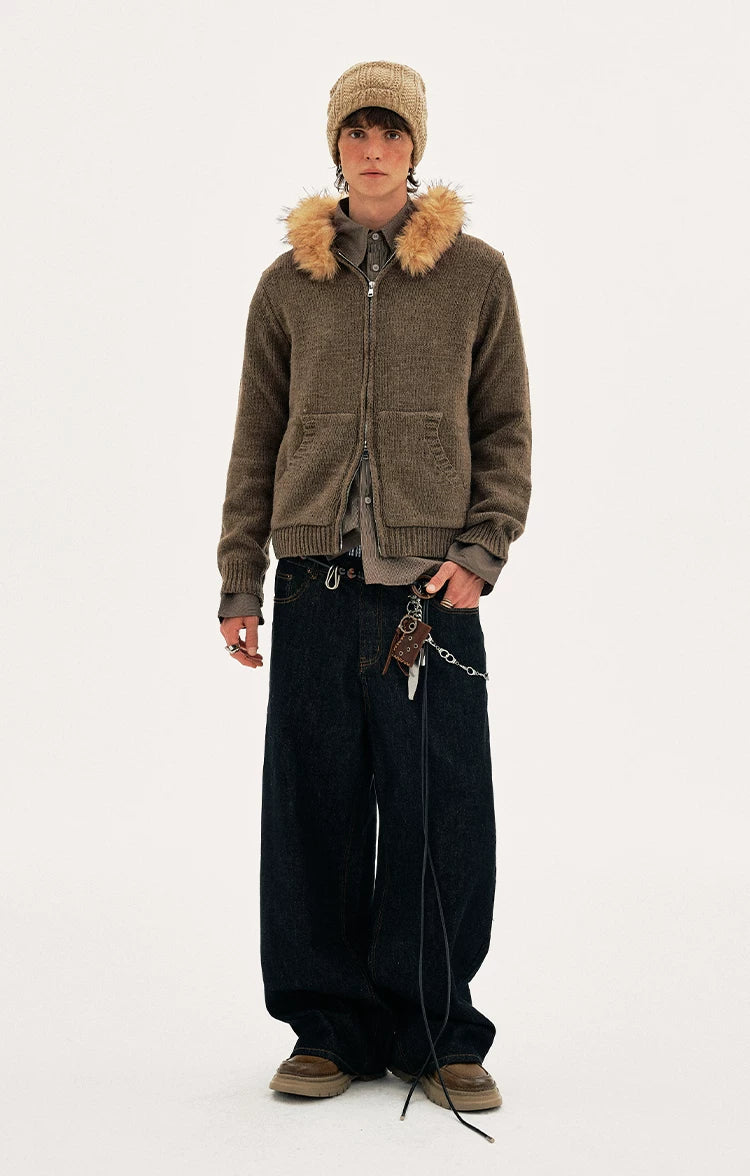 MADWITCH Vintage Hooded Knitwear Jacket