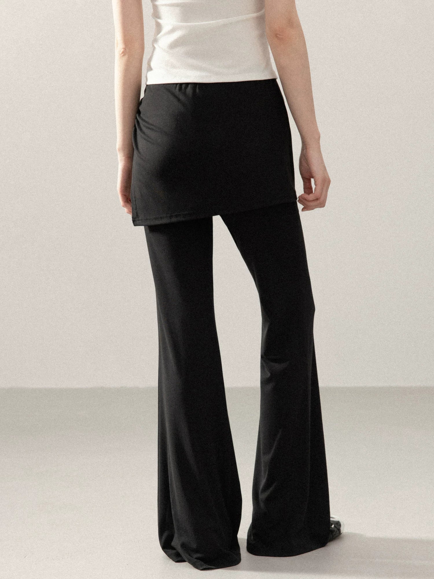 Cantonstory Fake Two-Piece High Waist Fart Curtain Casual Pants