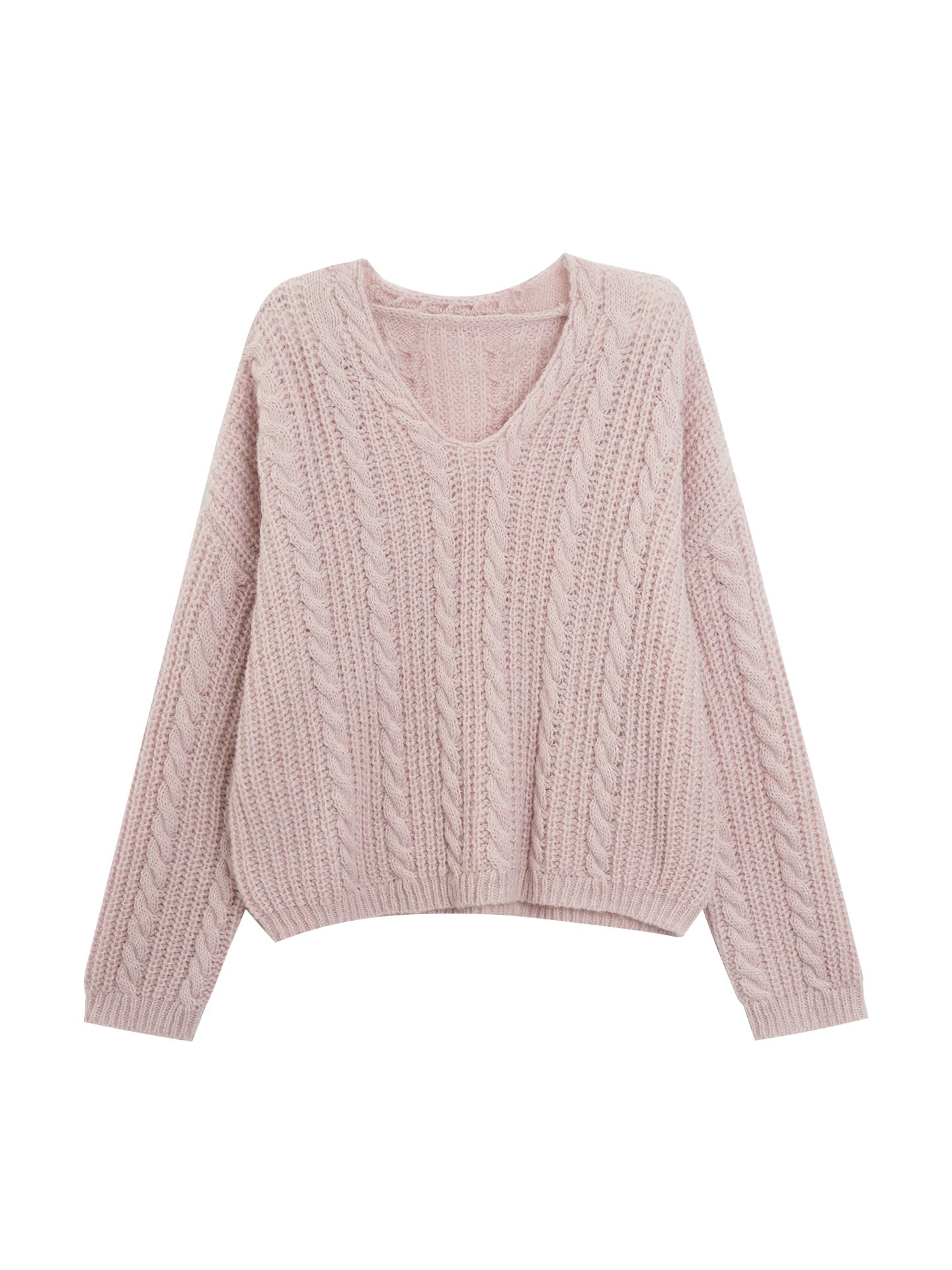 LOVEHEYNEW Twist V-neck Loose and Thin Sweater