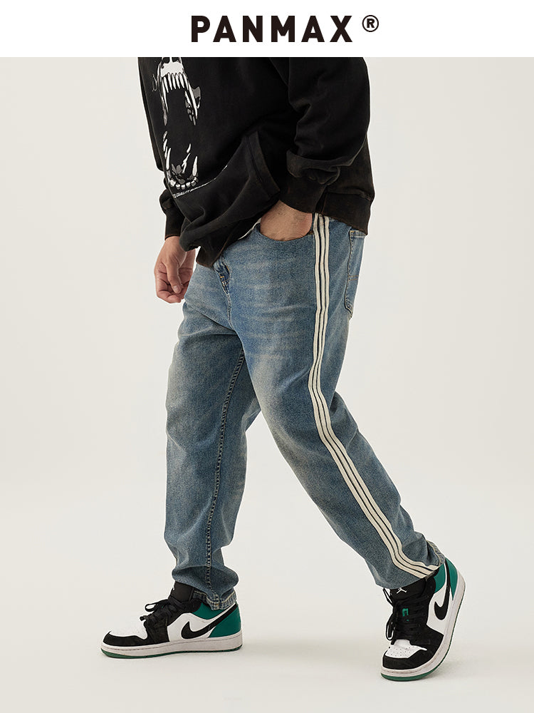 PANMAX Vintage Plus Loose Wide Leg Straight Jeans