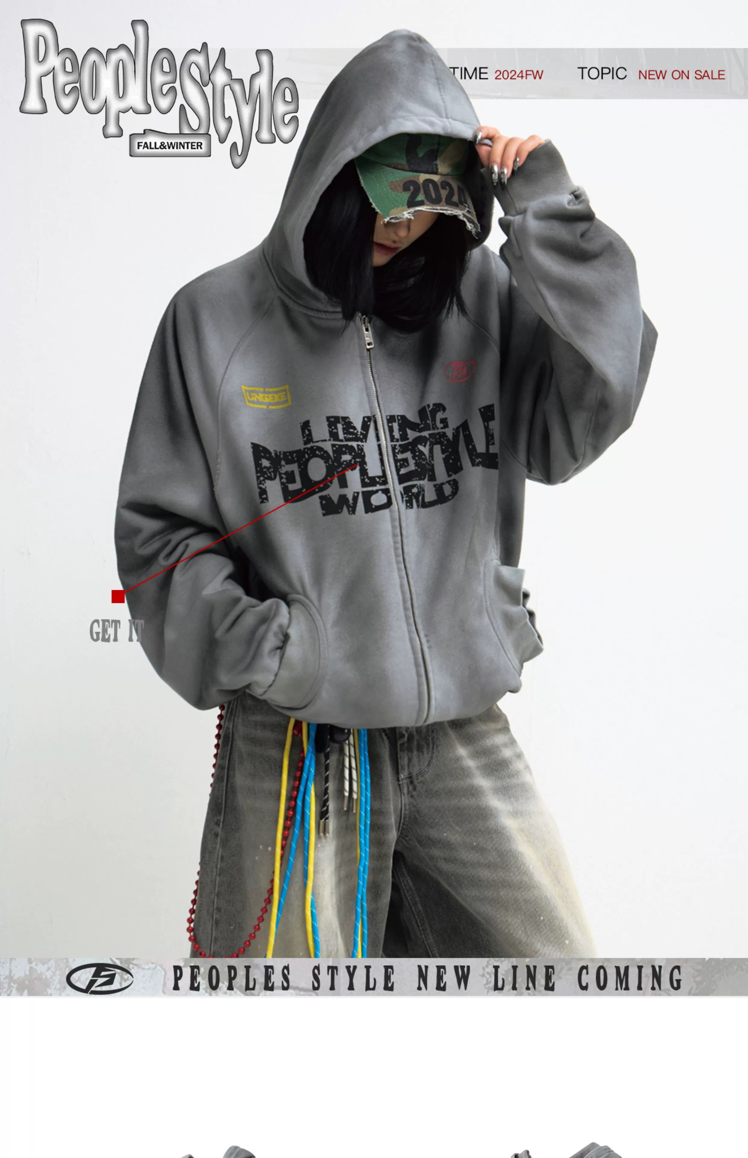 PEOPLESTYLE Dirty Dye Gradual Change Print Hooded Sweater