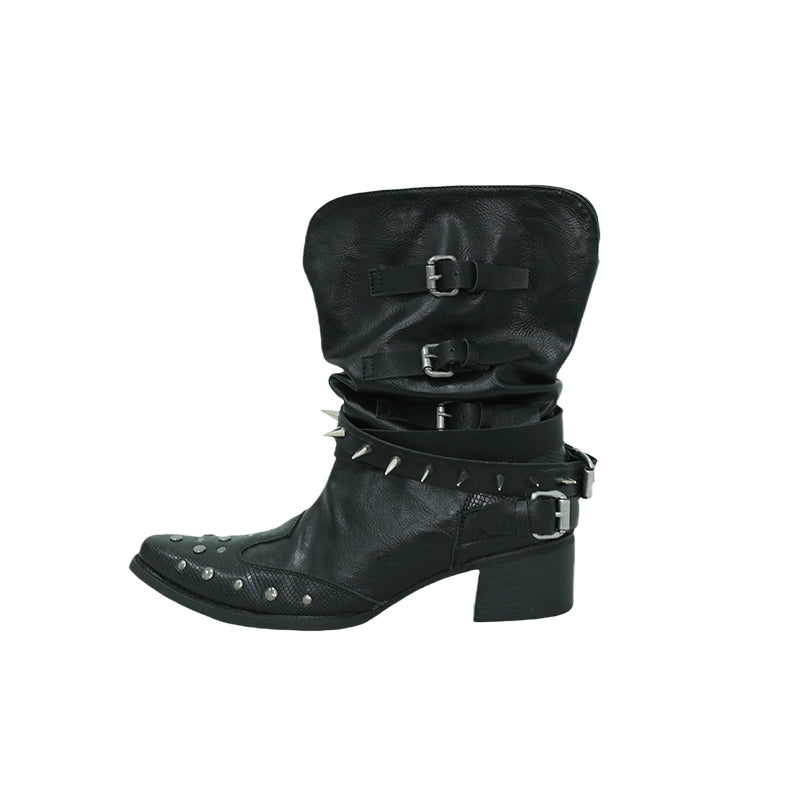 Mooreyu Pleated Western Booties