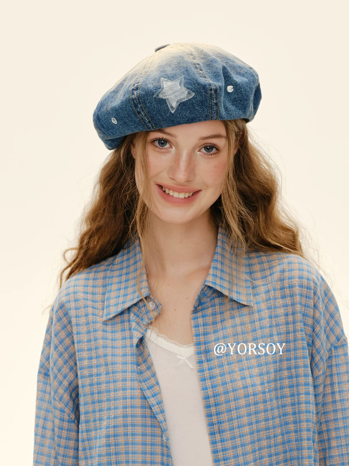 YORSOYI Vintage Denim Beret
