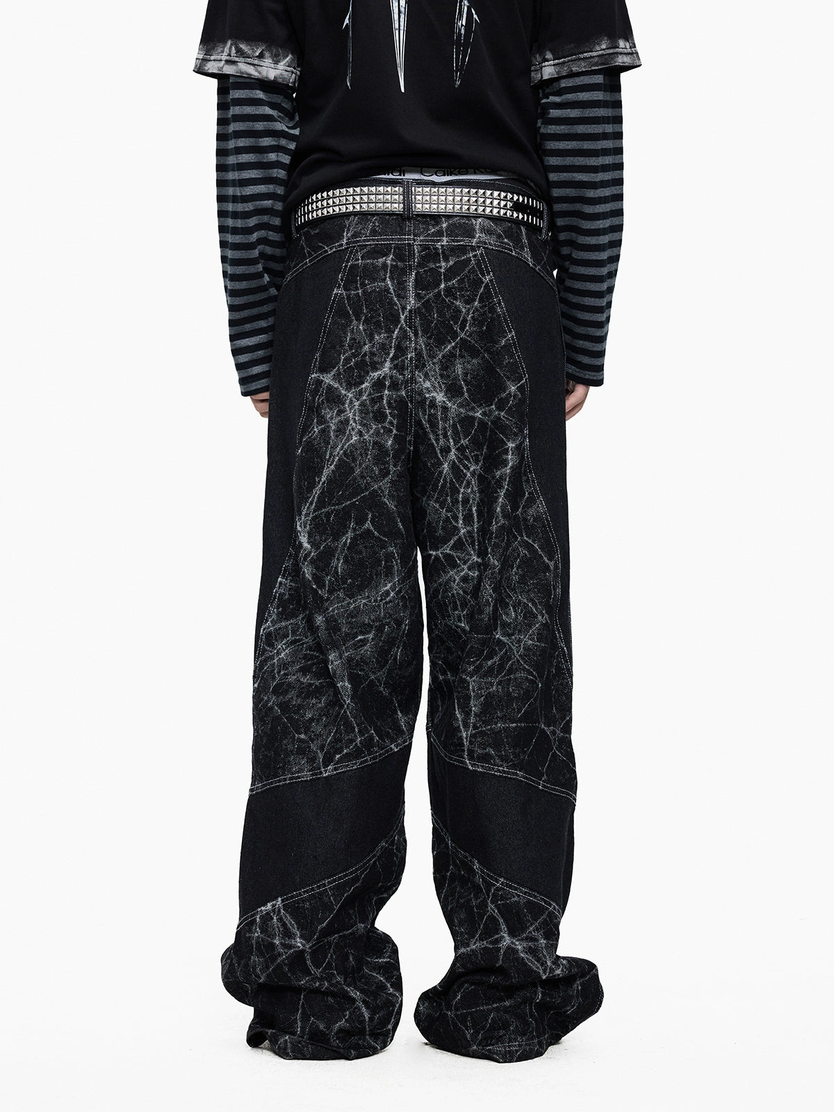 Lightinus Spider Web Stitching Wide-leg Jeans