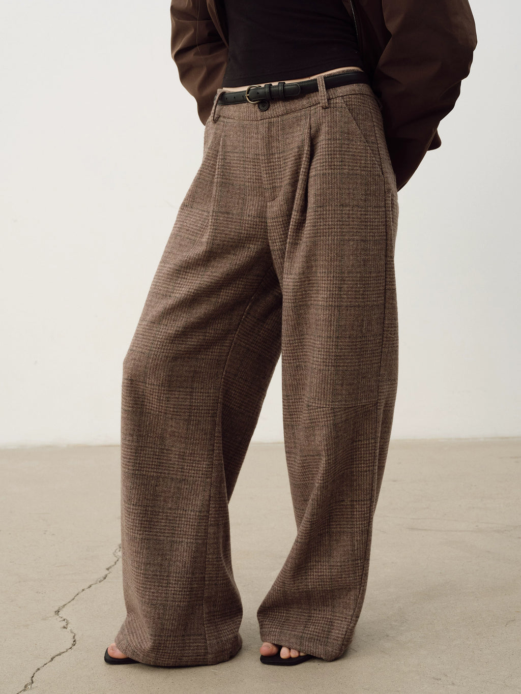 NOT UGLY Vintage Double-pleated Loose Plaid Casual Pants