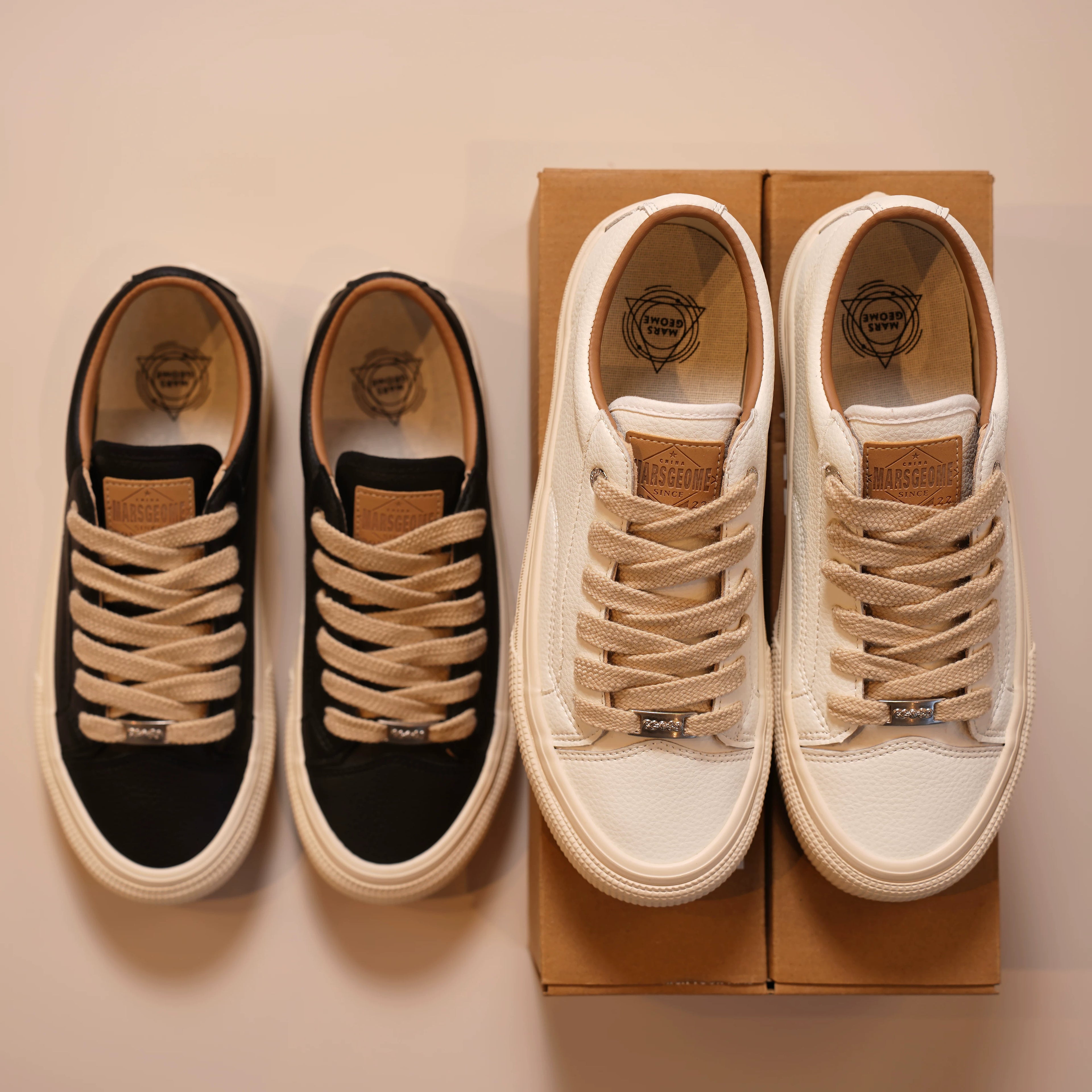 MARS GEOME Leather Casual Sports Minimalist Board Shoes