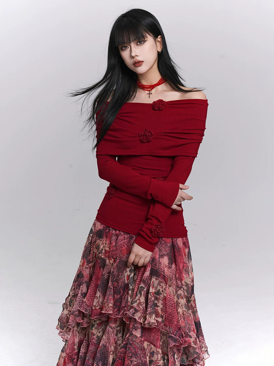 Ladyghost Shoulder Casual Long Sleeve