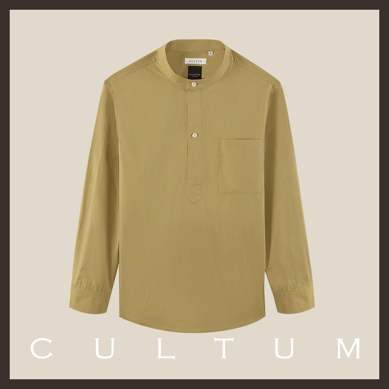 CULTUM Casual Slack Half Open Collar Long Sleeve Shirt
