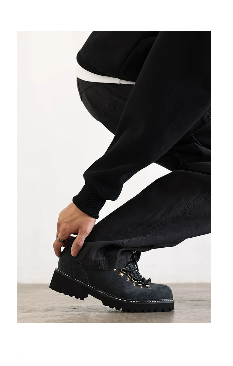 FANGSANHUO Retro Tooling Shoes Low-top Heightening Casual Shoes