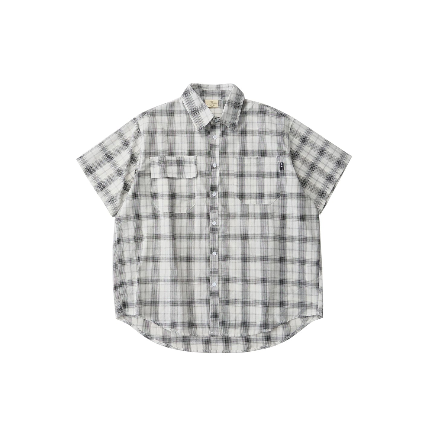 LIVINGTOWN Vintage Loose Casual Checked Short Sleeve Shirt