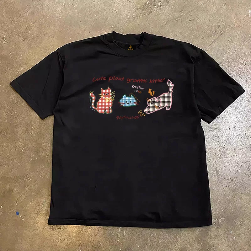UPUPXIA  Cartoon Print Casual Versatile Tee