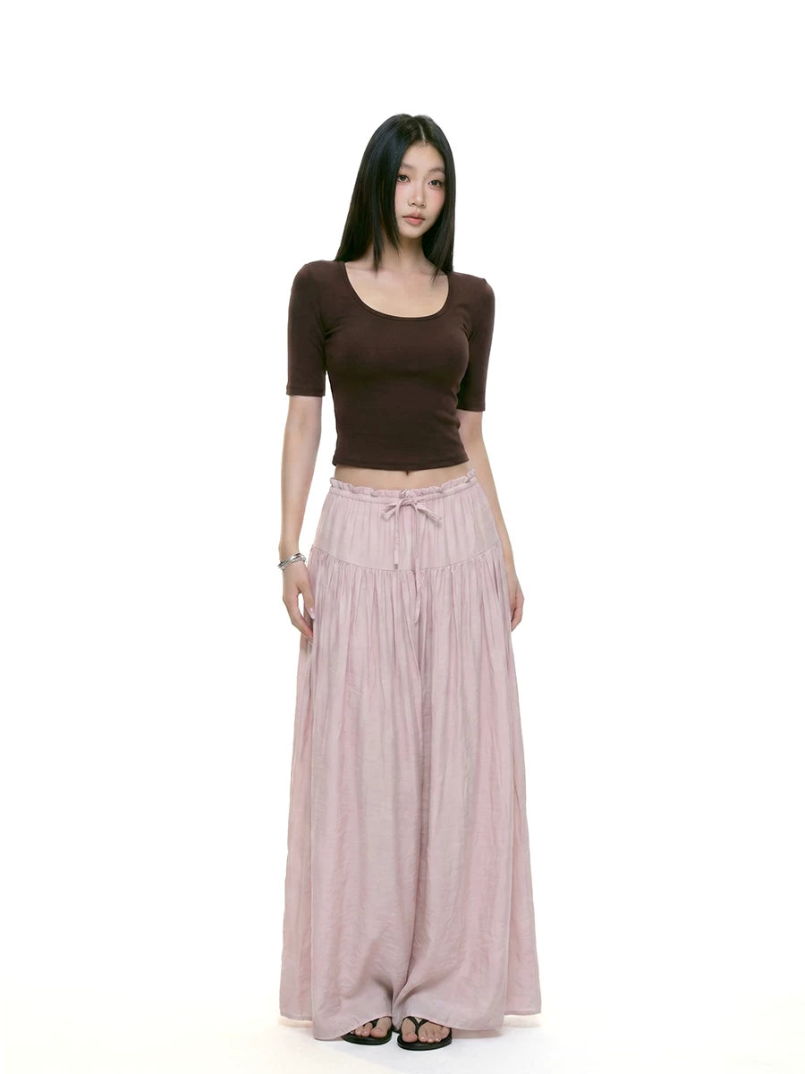 WITHMIN Low-rise Slim Pleated Wide-leg Pants