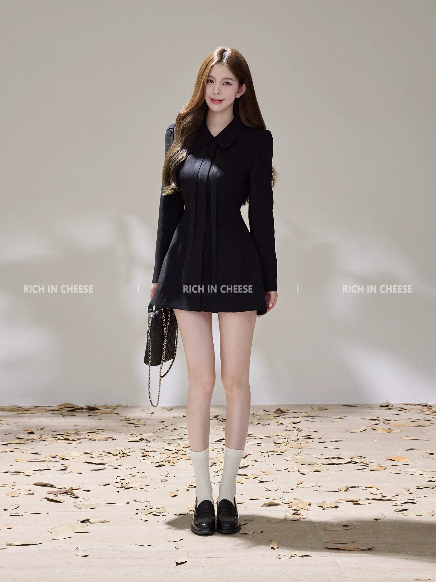 RICH IN CHEESE Waist and Thin Temperament Dress