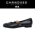 CHRNDXEE Retro Round Head Shallow Mouth Flat Mary Jane Shoes