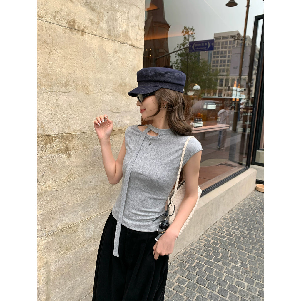 Pusumede Streamer Hollow Temperament Tee