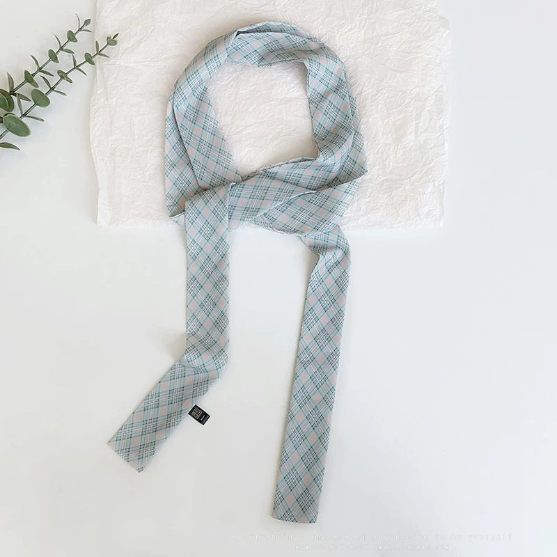 YORSOY Checkered High-end Narrow Silk Scarf