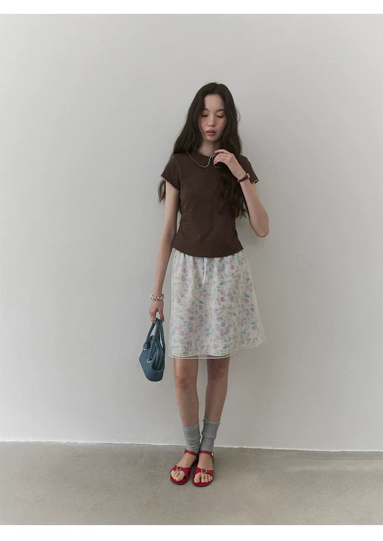 VOOE Mesh Floral Fashion Skirt