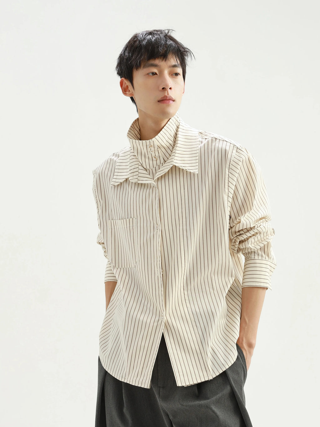 Stay The Night Fake Two Double Neck Striped Shirts