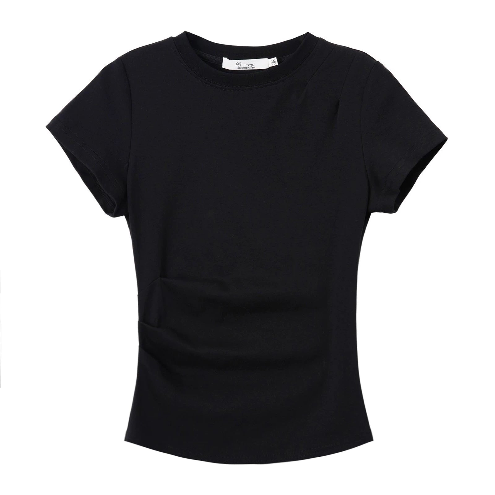 XUJING Pleated Front Shoulder Slim and Thin Tee