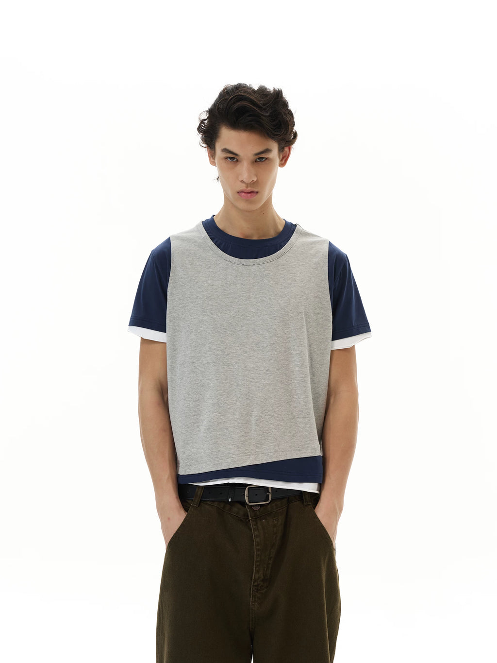 WLNEXT Retro Sports Fake Two Casual Tee
